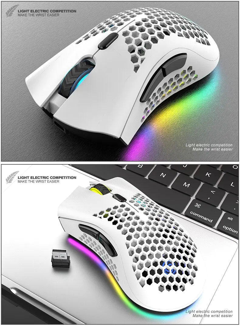 Ratón inalámbrico para juegos RGB recargable BM600 para PC
