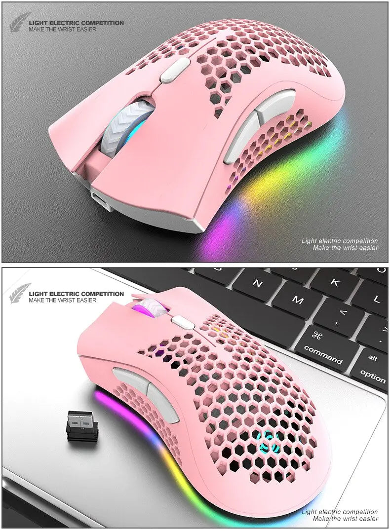 Ratón inalámbrico para juegos RGB recargable BM600 para PC