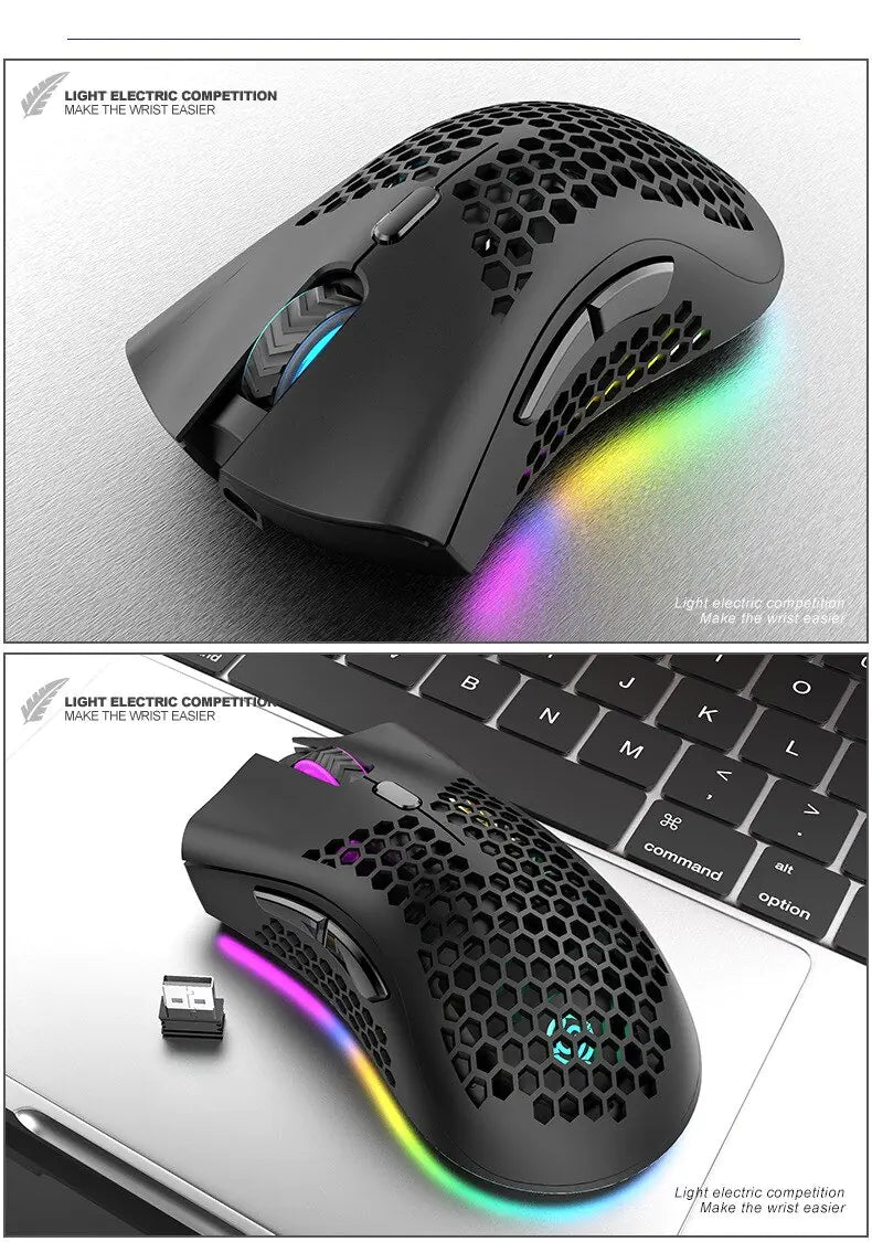 Ratón inalámbrico para juegos RGB recargable BM600 para PC