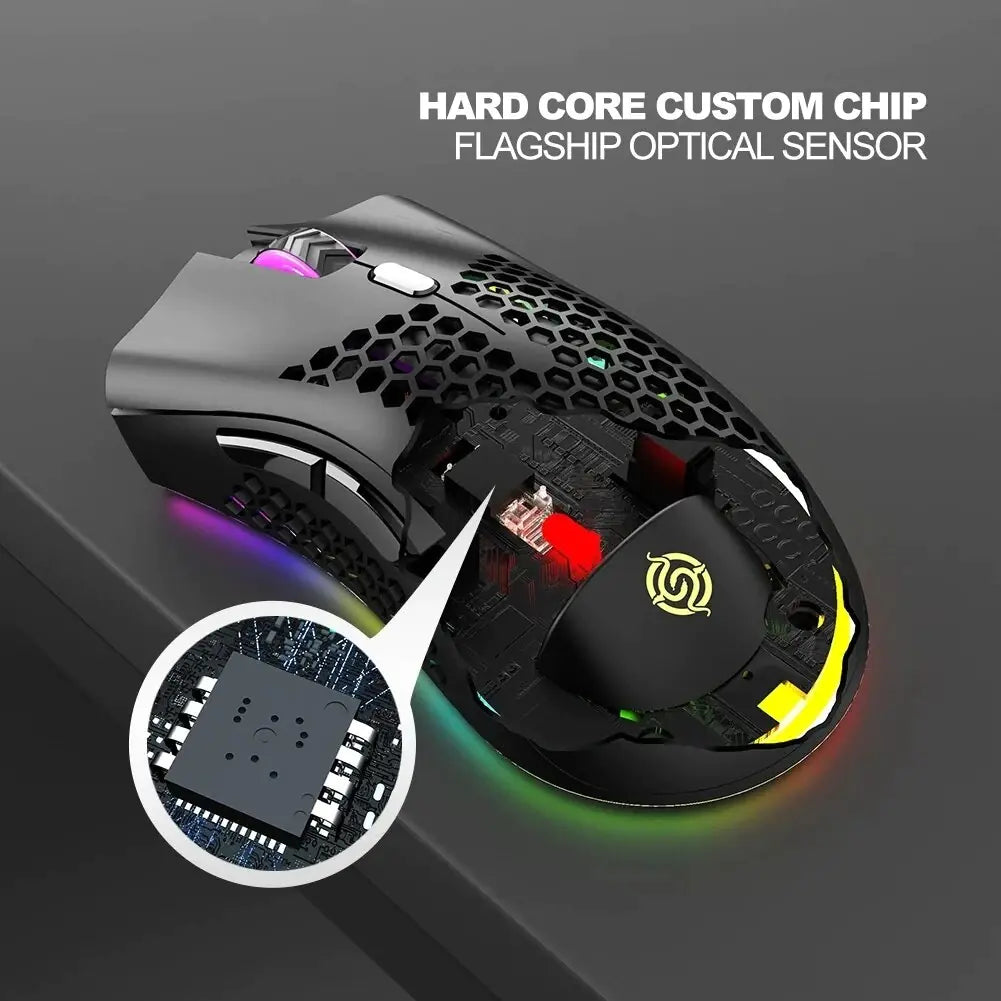 Ratón inalámbrico para juegos RGB recargable BM600 para PC